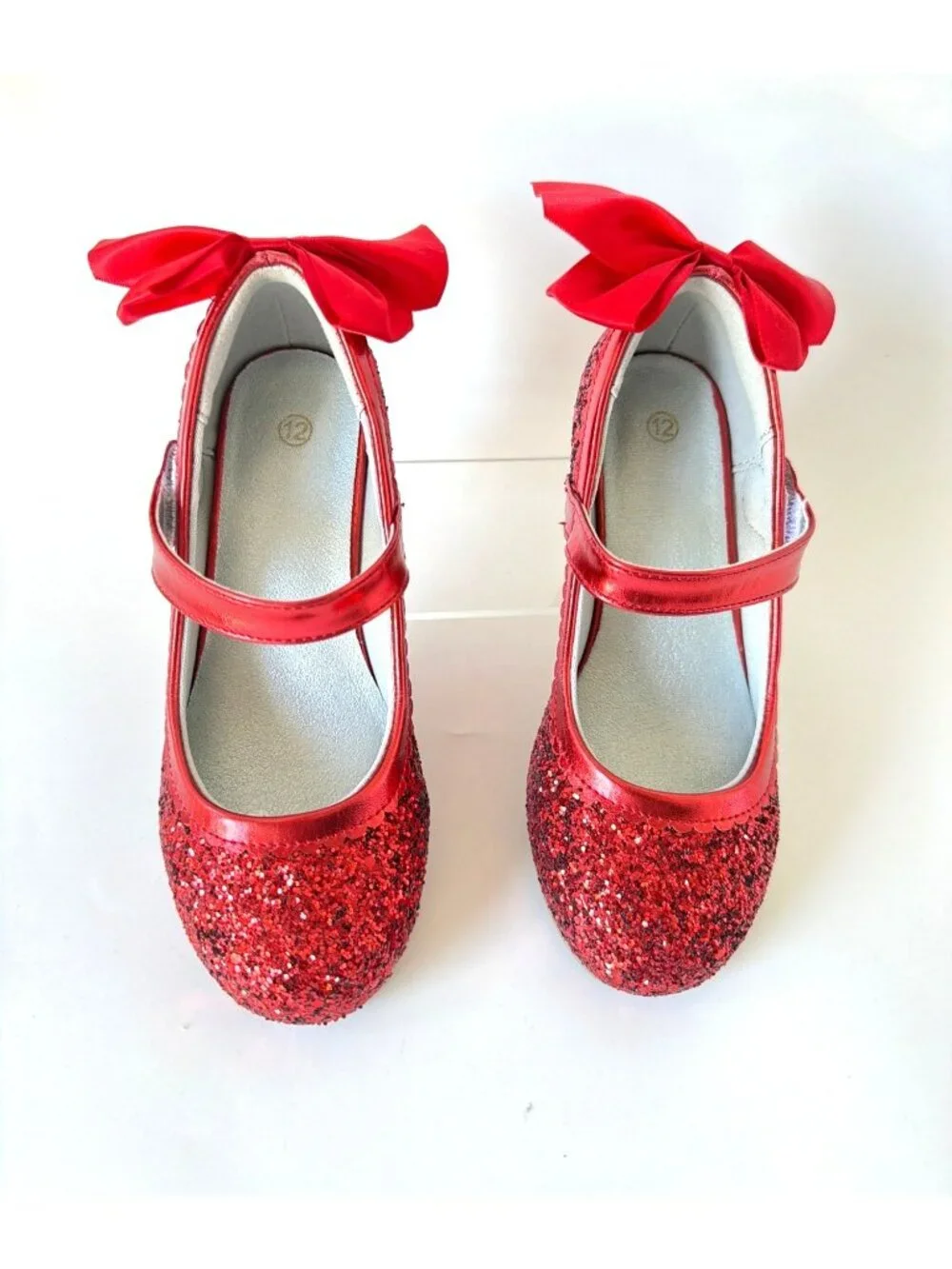Red Glitter Dress Shoes Mary Janes Princess Heels Toddler Size 12